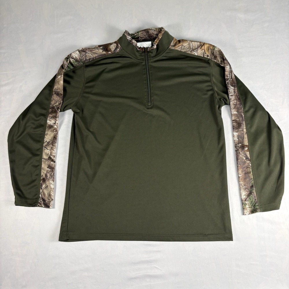 Realtree-Style Camo Hunting Outfit — Quarter-Zip Pullover + Pants, Men's Size L - Picture 2 of 12